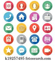 連絡, 平ら, 色, アイコン