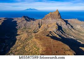 Aerial view of Brianda mount in Rebeirao Manuel in Santiago island in Cape Verde - Cabo Verde