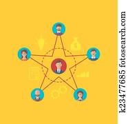 Concept of leadership, community business people. Flat style ico