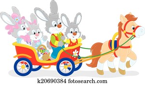 Easter bunnies riding a pony Easter bunnies riding a pony