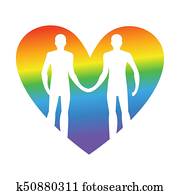Gay love. LGBT heart. Guys hold hands. Together forever. Vector illustration Gay love. LGBT heart. Guys hold hands. Together forever. Vector illustration