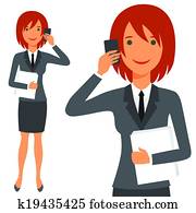 Illustration of cute business lady in suit.