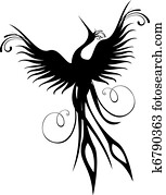 phoenix, pássaro, figura, isolado