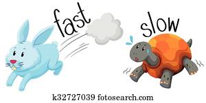 Rabbit runs fast and turtle runs slow Rabbit runs fast and turtle runs slow