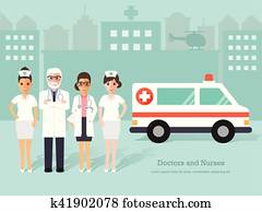 Senior doctors and nurses, medical staff