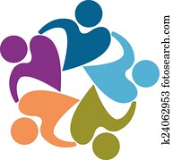 Teamwork people heart shape logo