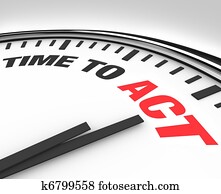 Time to Act Words on Clock - Ready for Action Time to Act Words on Clock - Ready for Action
