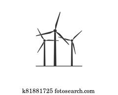 Wind energy, wind turbine icon. Vector illustration, flat design. Wind energy, wind turbine icon. Vector illustration, flat design.