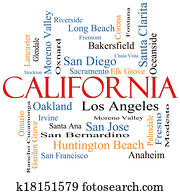 California State Word Cloud Concept California State Word Cloud Concept