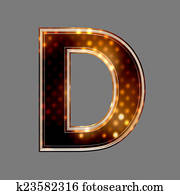 Christmas letter D with glowing light texture