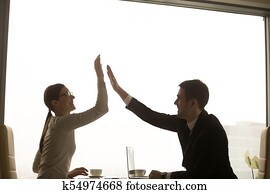 colegas negocio, celebrar, exitoso, trato