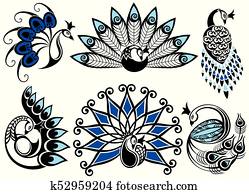 Peacock set , logo design. Peacock set , logo design.