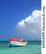 pescador, bote, em, aruba