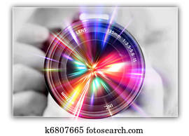 photographing lens in the hands of the photographer