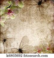 vintage background with orchids vintage background with orchids