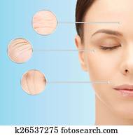 bonito, mulher jovem, rosto