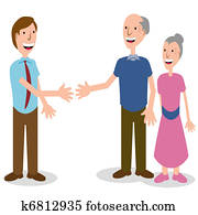Businessman Greeting Senior Couple