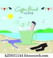 Coffee Break and employees relax Coffee Break and employees relax