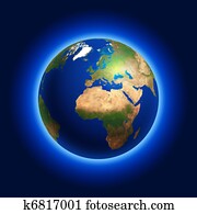 Earth Globe Centered on Europe