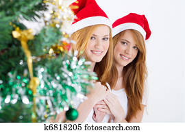 happy young friends Christmas