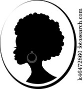 rosto, de, africano, mulher preta, perfil