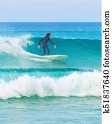 surfista, surfando, ligado, um, onda