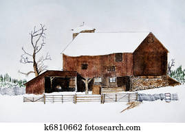 ישן, רפת, ב, חורף