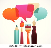 art and writing tools with speech bubles art and writing tools with speech bubles