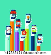 Flat design concept for mobile apps