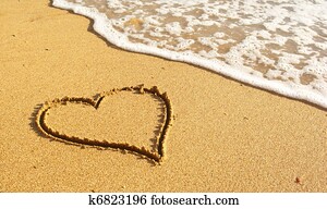 Heart on beach