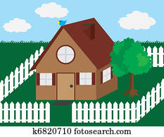 House with Picket Fence House with Picket Fence