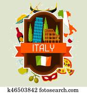 italien, hintergrund, design., italienischer, symbole, und, gegenst?nde italien, hintergrund, design., italienischer, symbole, und, gegenst?nde