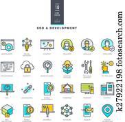 Line color icons for web development Line color icons for web development