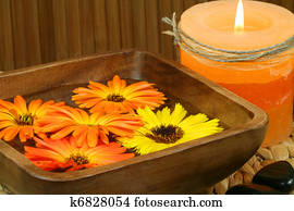 Spa still life - flowers and candle
