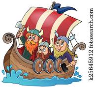 viking schip, thema, beeld, 1