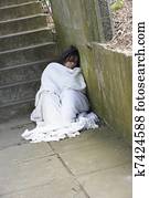 ללא בית, ילדה, לישון, מחוספס