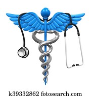 caduceus, símbolo, e, estetoscópio