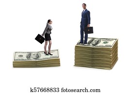 Concept of inequal pay and gender gap between man woman