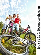 Family with bikes