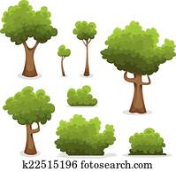 Forest Trees, Hedges And Bush Set Forest Trees, Hedges And Bush Set