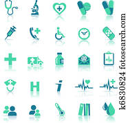 Health care Icons in medical green