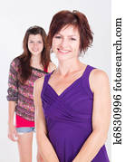 meio, idade, mãe, e, adolescente, filha