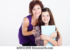 mãe, e, adolescente, filha