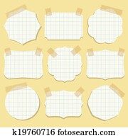 Shapes of note paper with tape.