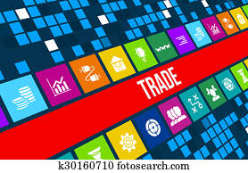Trade concept image with business icons and copyspace. Trade concept image with business icons and copyspace.