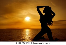 Stock Illustration Of Naked Sexy Woman Silhouette With Red Shoes K Search EPS Clip Art