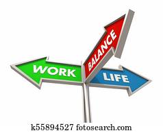 Work Life Balance Three 3 Way Arrow Signs 3d Illustration
