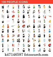 100 people icons set, isometric 3d style 100 people icons set, isometric 3d style