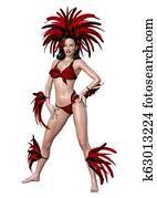 3D Rendering Circus Showgirl on White 3D Rendering Circus Showgirl on White