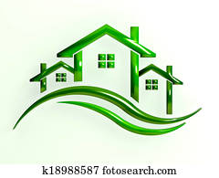 Green Logo Houses with waves Green Logo Houses with waves